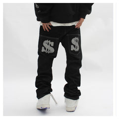 Jeans With Print Straight Baggy Punk Men Fashion Harajuku Pants Printed
