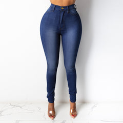 5 Colors High Waist Thin Jeans For Women Fashion Casual Slim Elastic Denim