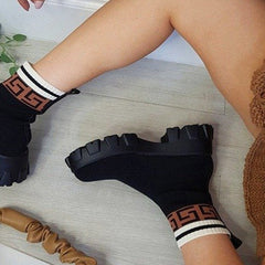 Shoes Woman Boots Knitted Sock Boots Women Thick-soled Short Tube