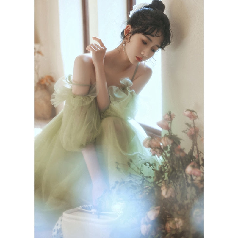 Homecoming Dresses: Mint Green Short Prom Dress Spaghetti Strap Tiered Tulle