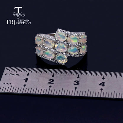 colorful natural opal cut oval 3*5mm women ring 925 sterling silver fine jewelry