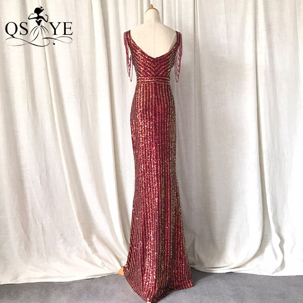 Homecoming Dresses: Prom Dresses V Neck Fitted Evening Gown Beading