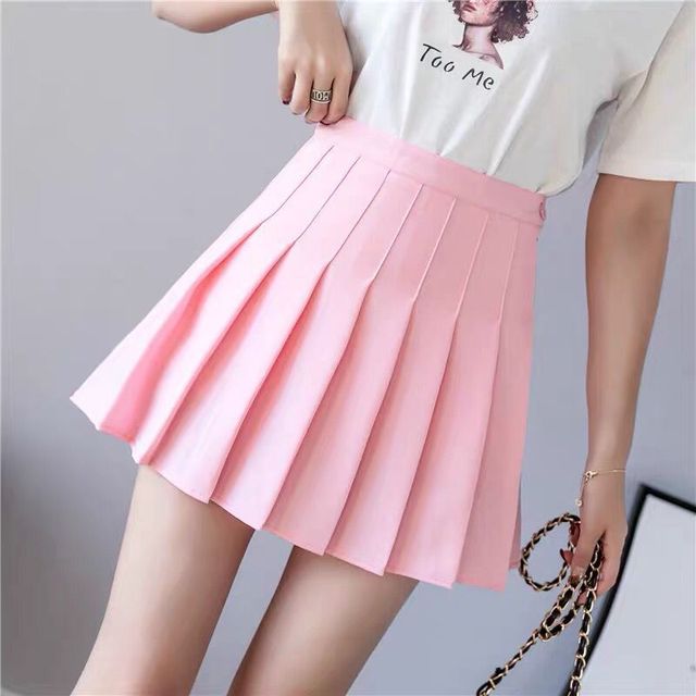 Preppy Style High Waist Solid Pleated Mini Skirt Women Summer Spring Korean