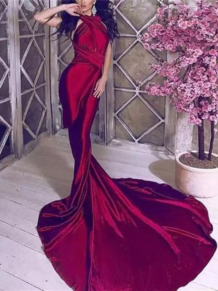 Evening wear Dresses: Wedding Party Straps Evening Maxi Mermaid Gown Prom Court