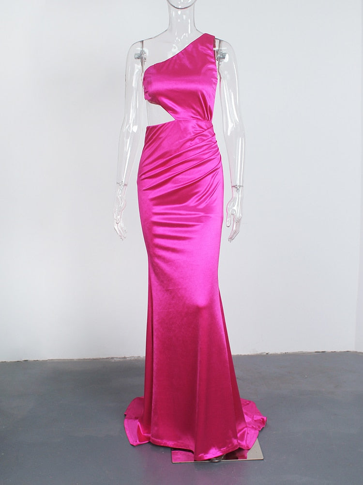 Homecoming Dresses: One Shoulder Bandage Sleeveless Bodycon Satin Stretch