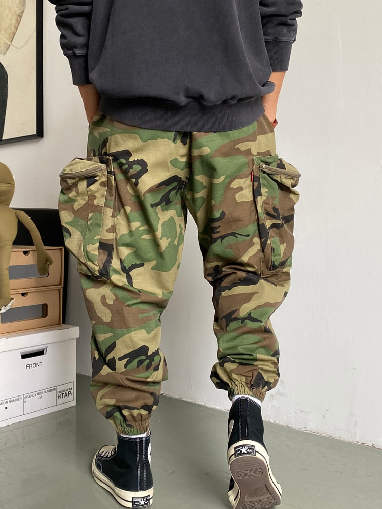 Military Style Camouflage Tactical Pants Streetwear Hip Hop Oversized Harem