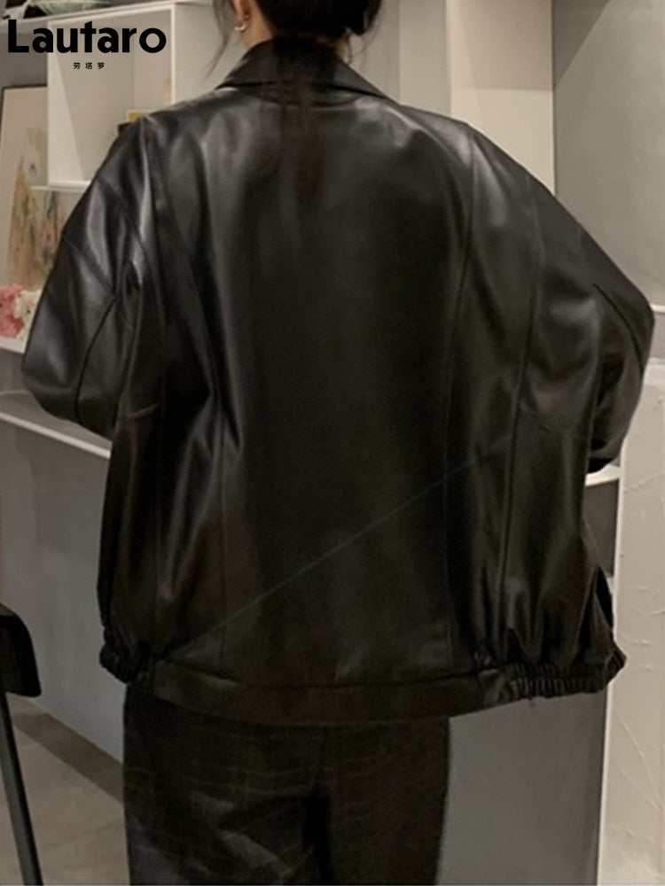 Spring Autumn Cool Retro Casual Oversized Black Waterproof Soft