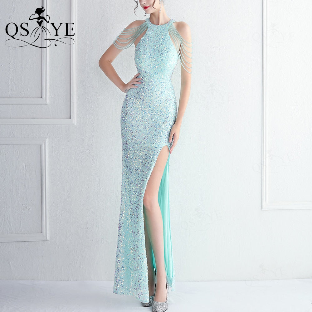 Homecoming Dresses: Prom Dresses Beadings Shoulder Straps Sequin Evening Gown