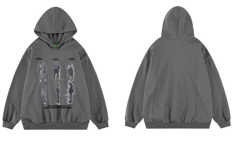 Hip Hop Hoodie Sweatshirt Streetwear Mens Shadow Graphic Print Punk Gothic
