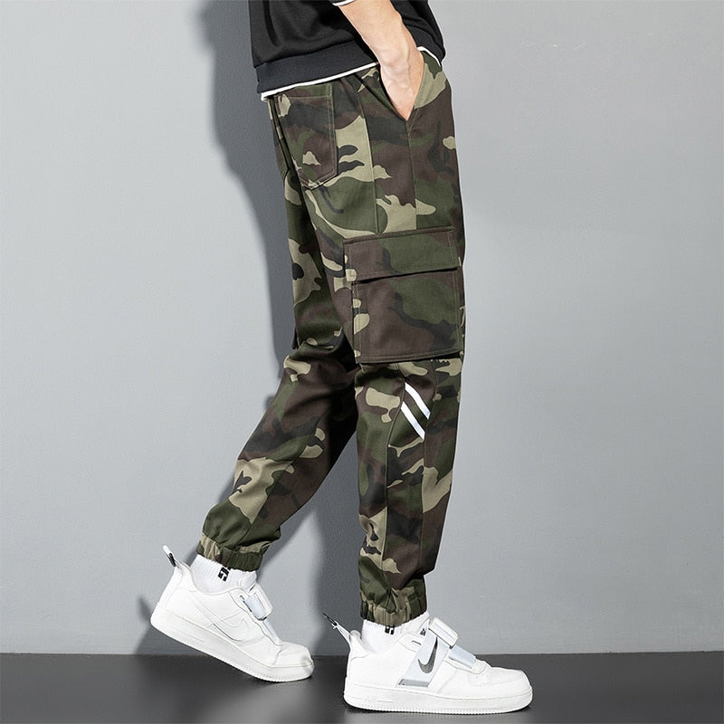 Black Cargo Pants Men Y2K Streetwear Casual Pants Green Plus Size Camo
