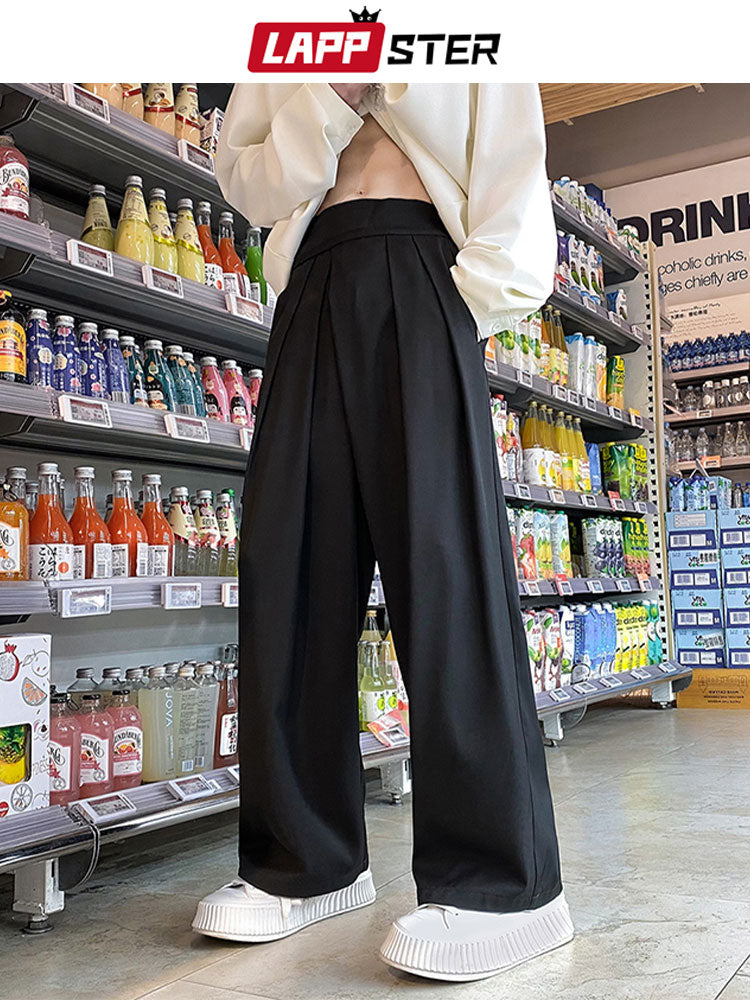 Men Korean Fashion Wide Leg Pants Mens Black Loose
