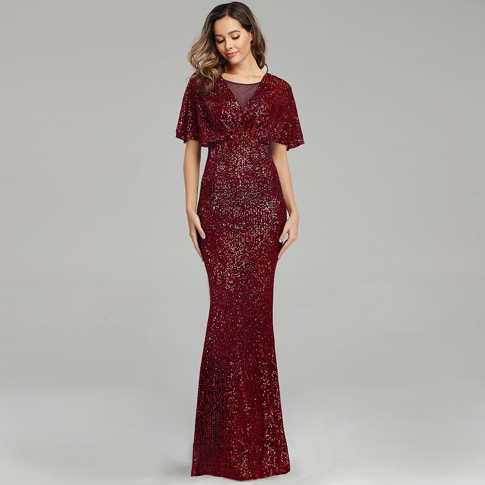 Evening wear Dresses: O-neck Evening Dress V-Back Formal Dress for Women