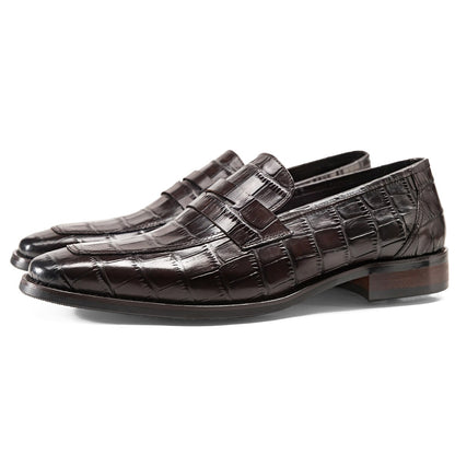 Summer Hot Men Loafer Shoes Real Cow Leather Plaid Prints Slip On  Daily Formal Fashion Luxury Shoes
