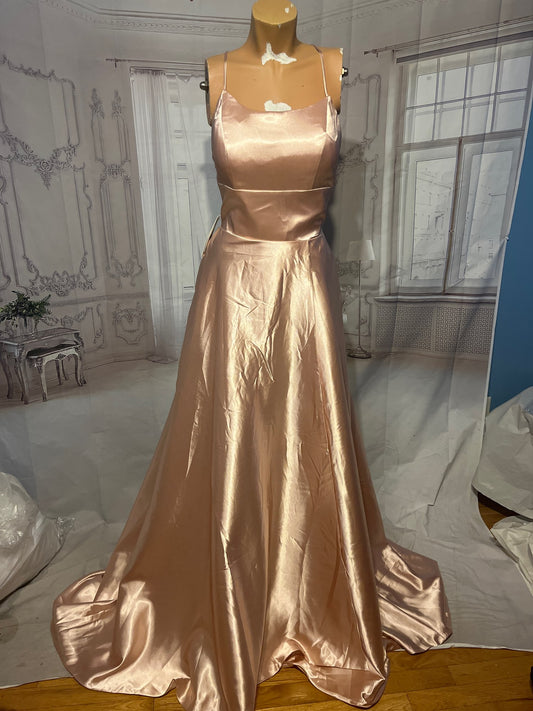 Homecoming Dresses: Neck Prom Dresses Backless Front Split Satin A-line Prom