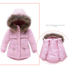 Children Snowsuit Winter Baby Down Jacket Jumpsuit Parka Real Fur