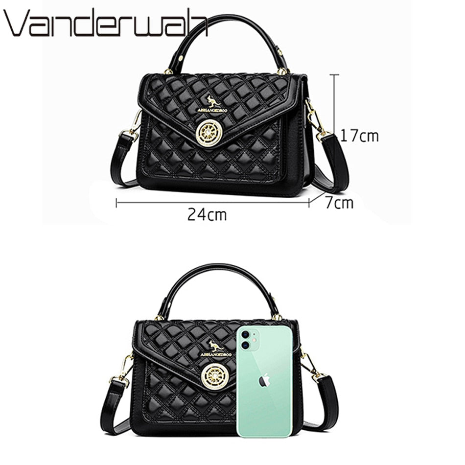 Luxury Women 3 Layers Handbags High Quality Designer Soft Leather Crossbody
