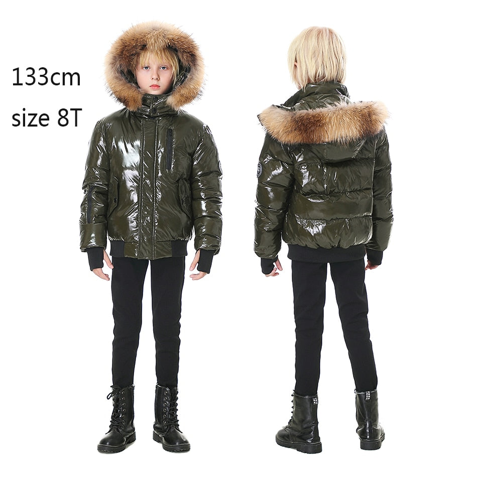 super warm filling white duck down winter coats for kids- Teenager