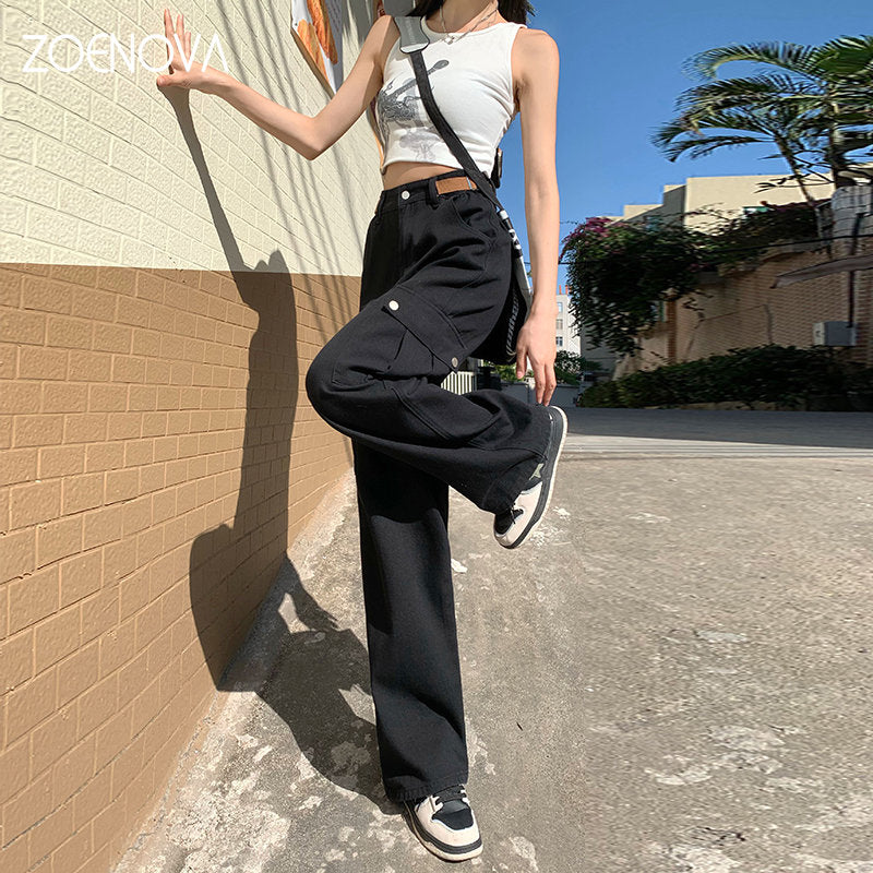 European American Green Jeans Fashion Elegant Solid Pants