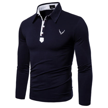 Polo Shirt Men Long Sleeve Casual Business Classic Embroidery Polo Homme