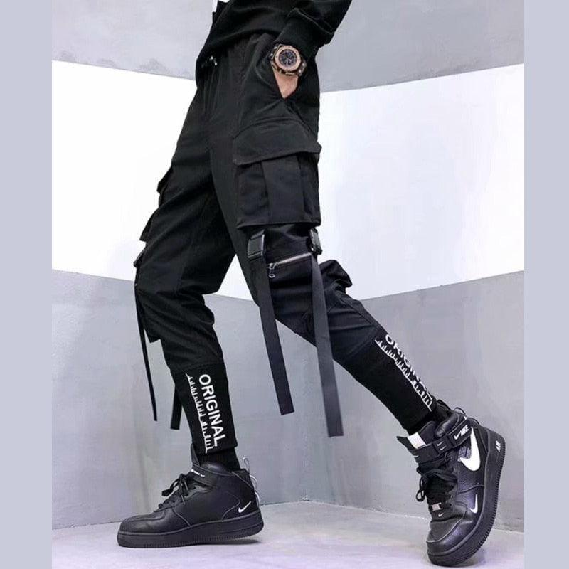 Fashion Chic Men Cargo Pants Streetwear Joggers High Street Techwear Man