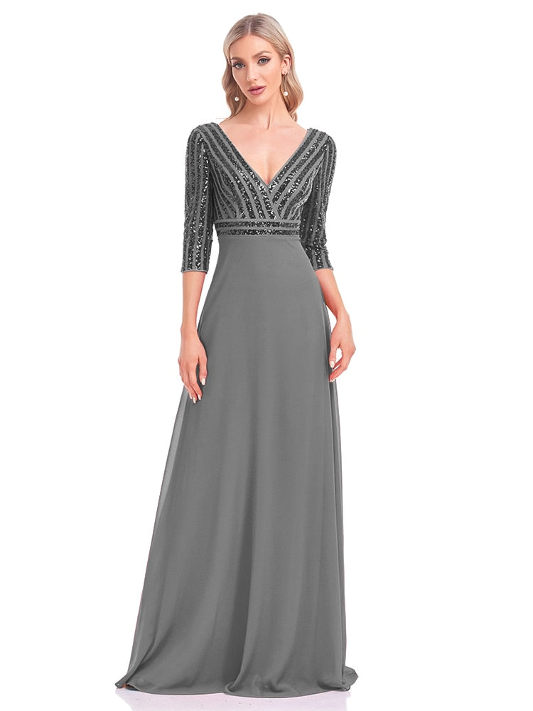 Evening wear Dresses: V Neck Pink Evening Dress Wedding Party