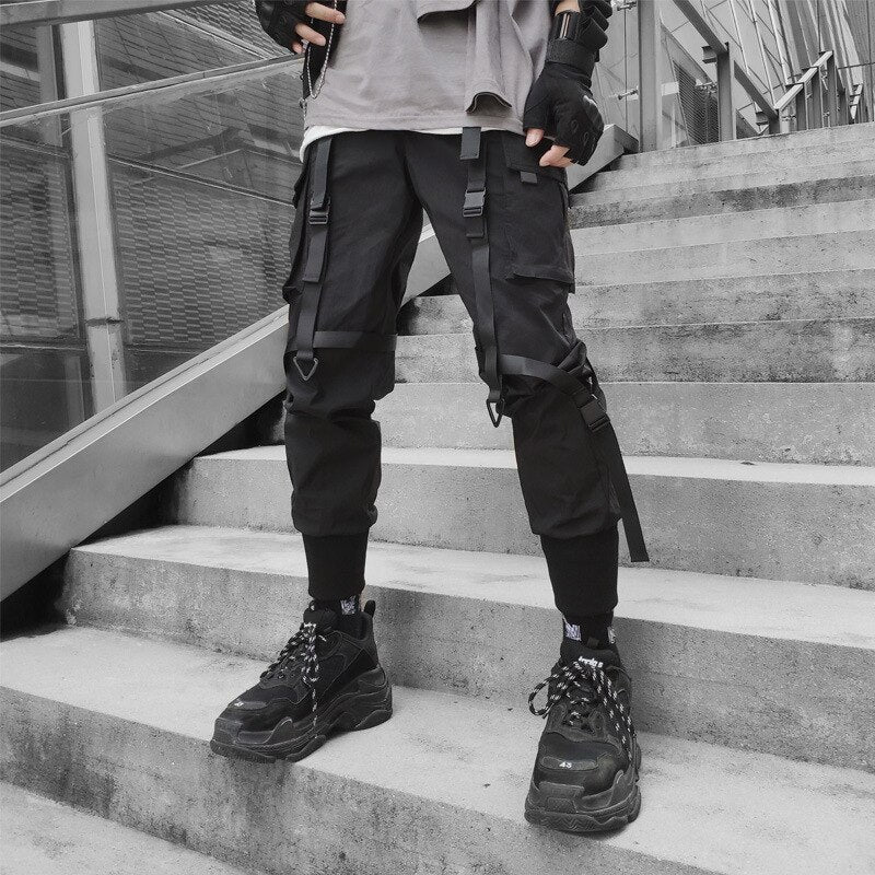 Fashion Chic Men Cargo Pants Streetwear Joggers High Street Techwear Man