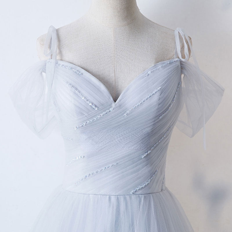 Homecoming Dresses: Off The Shoulder V-neck Prom Dresses Pleat Beading Party Gowns