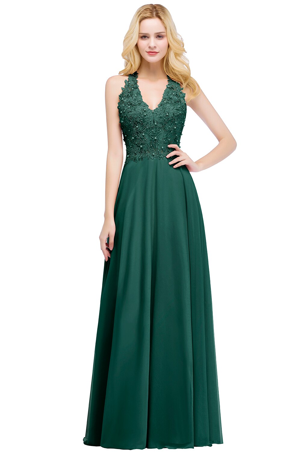Homecoming Dresses: Prom Dress V Neckline Lace Appliques Crystal Stones Beads