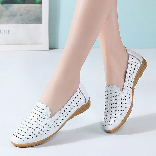 Summer Women Fashion Casual Shoes Leather Slip-on Flats Loafers Ladies