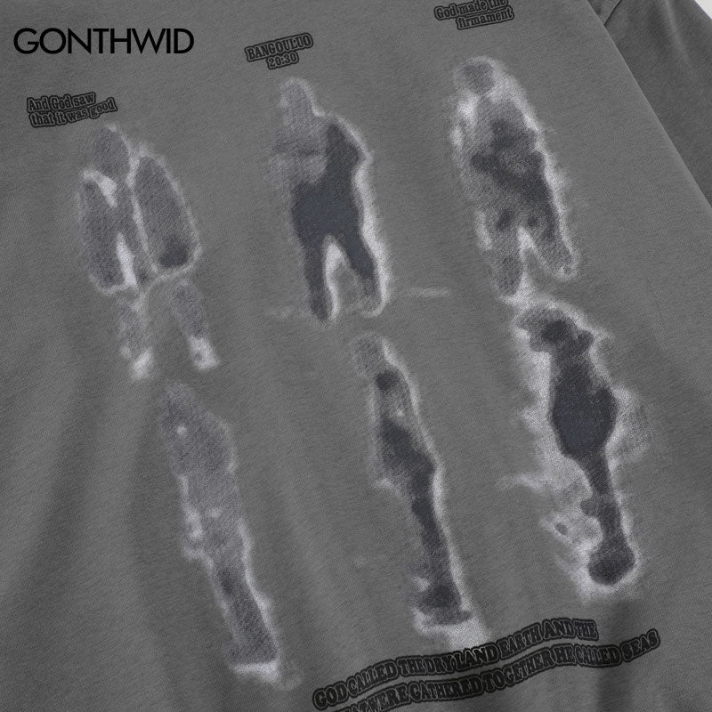Hip Hop Hoodie Sweatshirt Streetwear Mens Shadow Graphic Print Punk Gothic