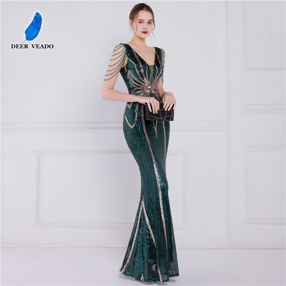 Evening wear Dresses: Long Evening Dress Luxury Beading Formal Dress Women