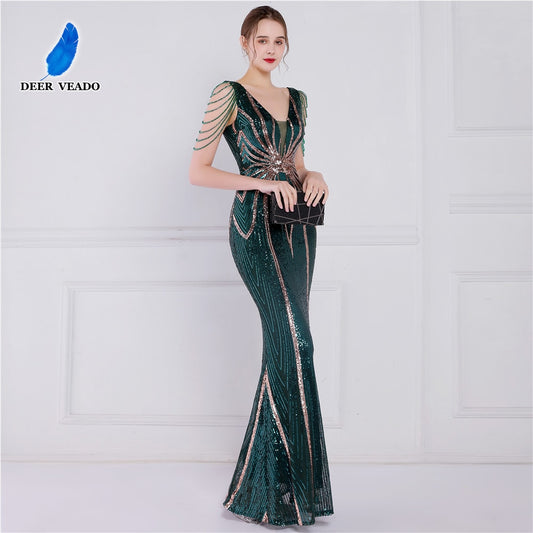 Evening wear Dresses: Long Evening Dress Luxury Beading Formal Dress Women