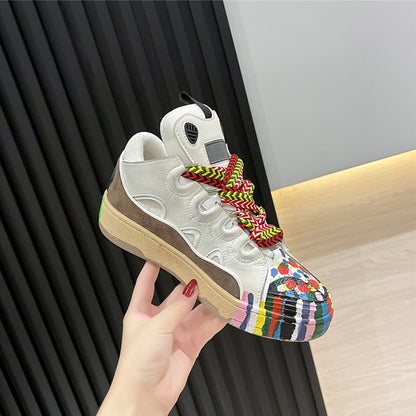 Women Sneakers Luxury Designers Leather Fashion Platform Casual Shoes Brand