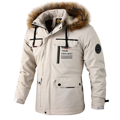 Men Winter Warm Fleece Thick Windbreaker Jacket Coat Parkas Men Fashion