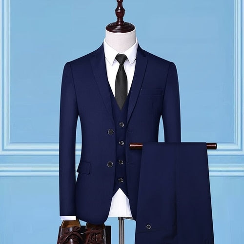 Tuxedo for Mens: Formal Business Wedding 3 Pieces Suit Set Male