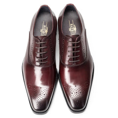 Oxfords Shoes Luxury Men Genuine Leather Office Business Wedding Black Red Wine Formal Shoe