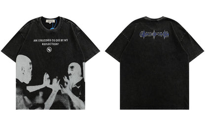 Mens Punk T Shirt Streetwear Hip Hop Vintage Retro Graphic Print Gothic T-Shirt
