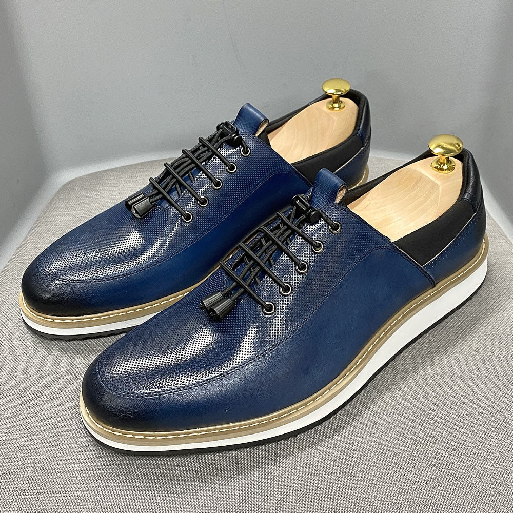 Fashion Men Casual Shoes Brand High Quality Genuine Leather Lace Up