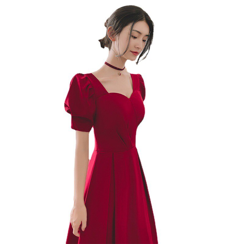 Evening wear Dresses: Prom Dress Collar Puff Sleeve Slim A-Line Birthday