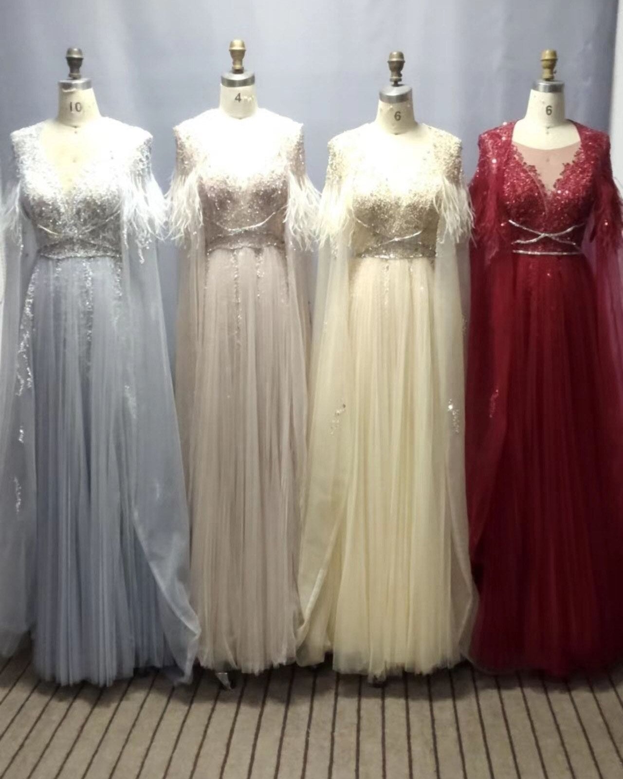 Evening wear Dresses: Evening Dresses with Detachable Shawl Silver Grey