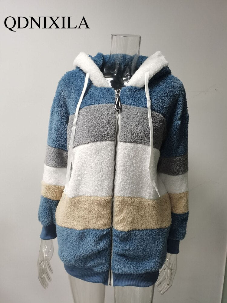 Women Spring and Autumn Oversize Long Teddy Bear Coat Warm Thickening