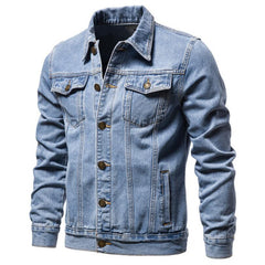 Men Light Blue Denim Jackets Slim Casual Denim Coats Male High Quality