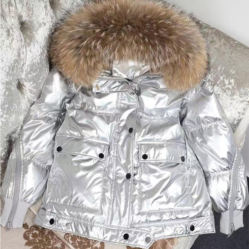 Winter Jacket Women Real Fur Coat Parkas Duck Down Lining Coat