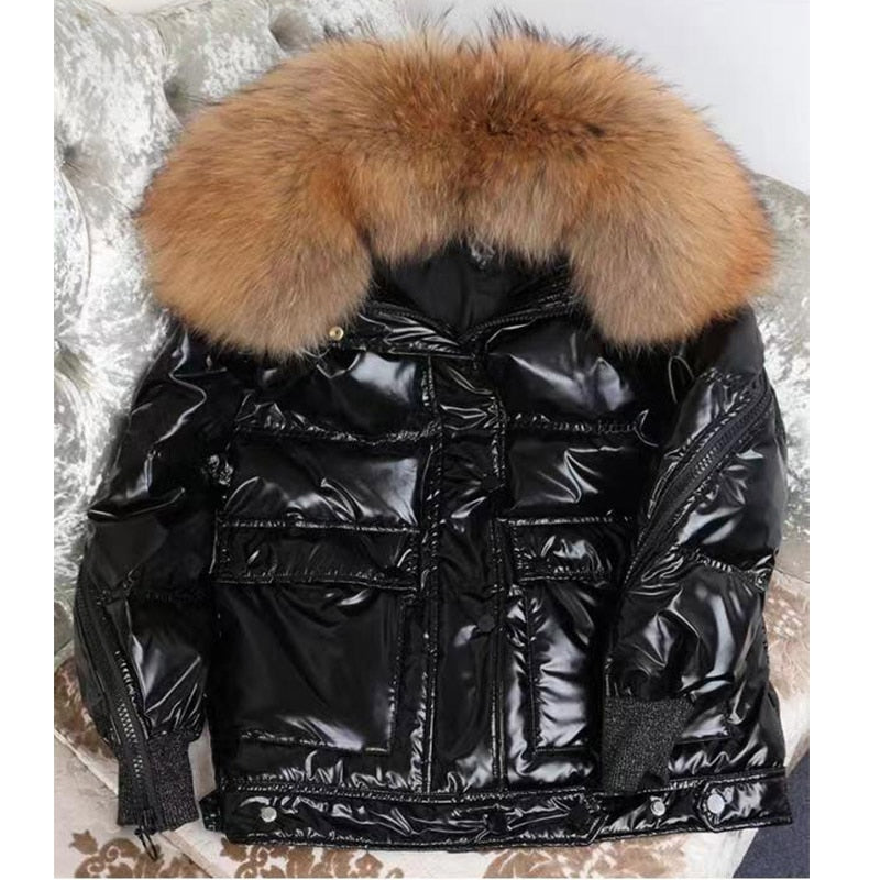 Winter Jacket Women Real Fur Coat Parkas Duck Down Lining Coat