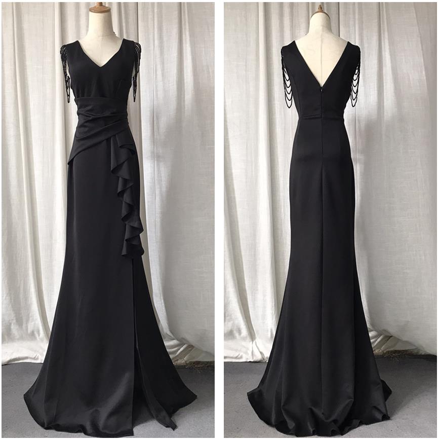 Homecoming Dresses: Prom Dress Stretch Ruffles Emerald Evening Dress V Neck Formal