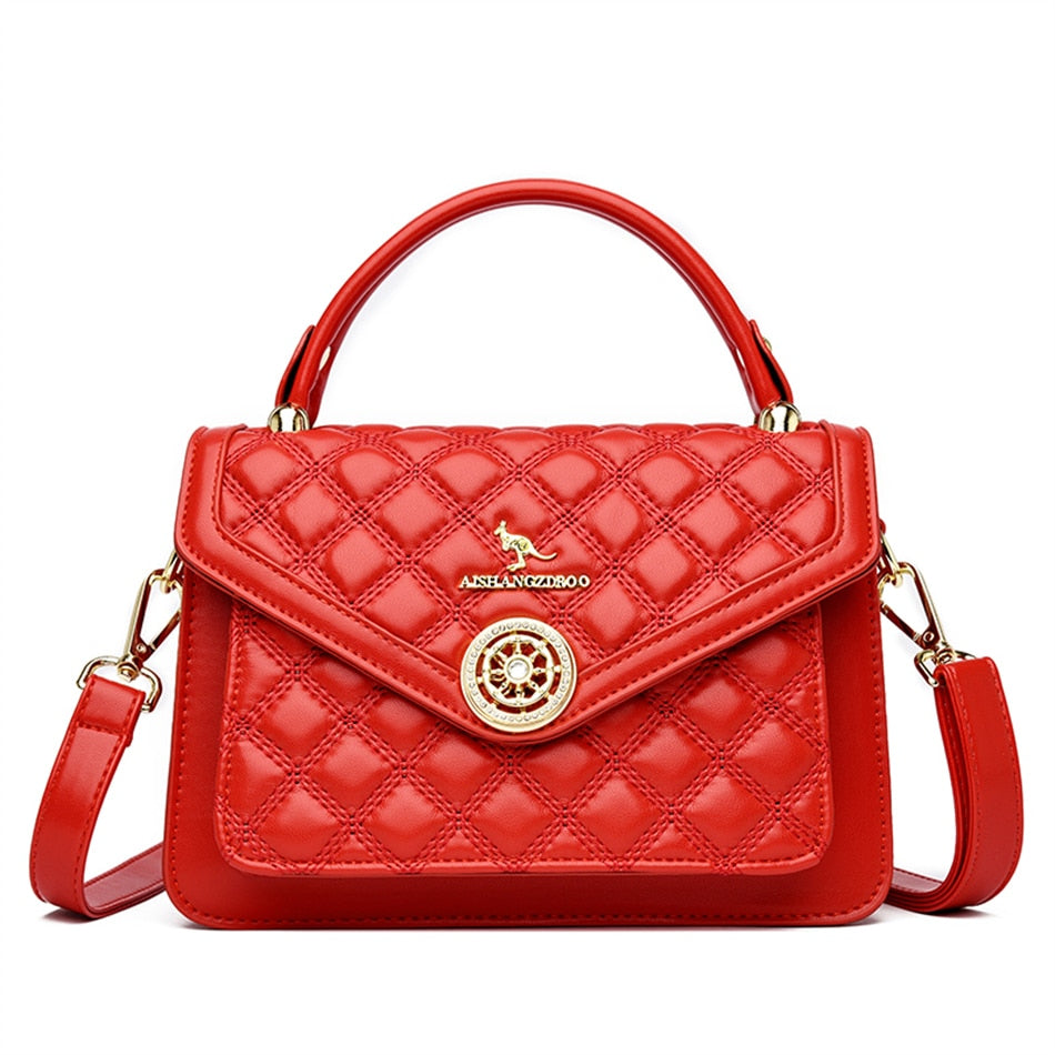 Luxury Women 3 Layers Handbags High Quality Designer Soft Leather Crossbody