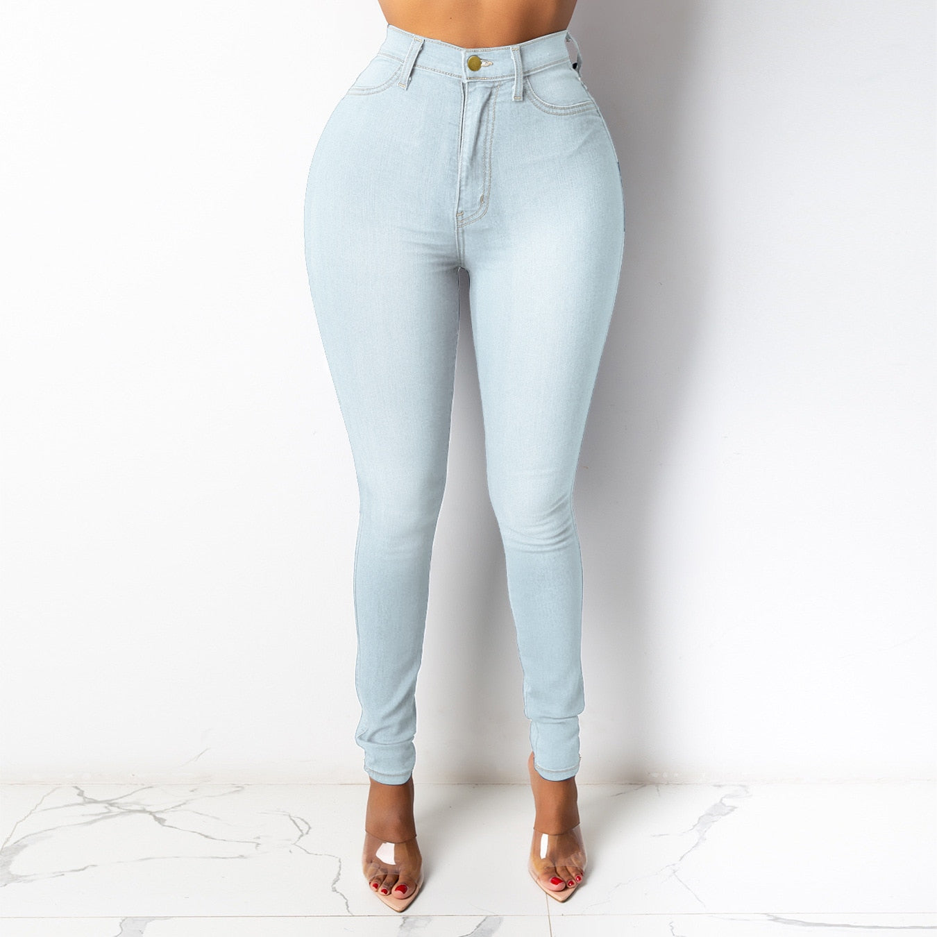 5 Colors High Waist Thin Jeans For Women Fashion Casual Slim Elastic Denim