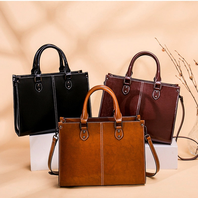 Genuine Leather Women Handbag Shoulder Cross body Tote Bag Shopping Fashion