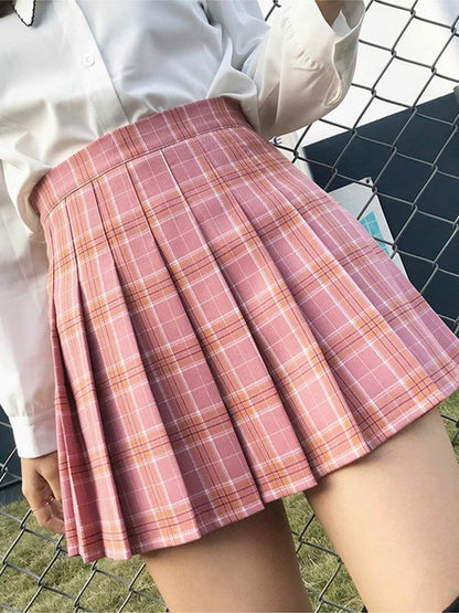 Preppy Style High Waist Solid Pleated Mini Skirt Women Summer Spring Korean