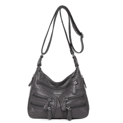 High Quality Women's Soft Leather Shoulder Bags Multi-Layer Casual